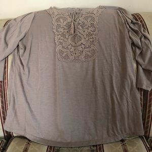 Women’s Sonoma 3/4 sleeve shirt with detailing -taupe color